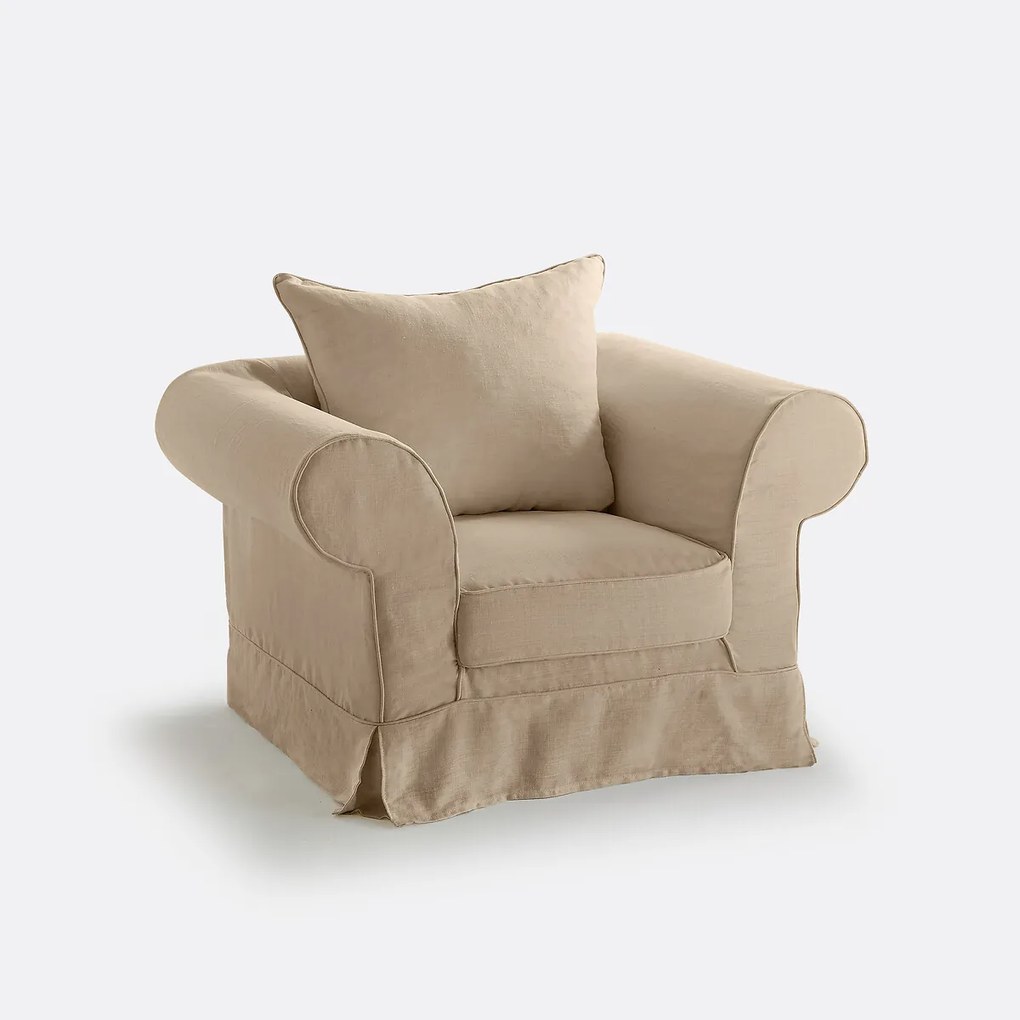 Fauteuil in dik linnen, uitstekend comfort, Adelia