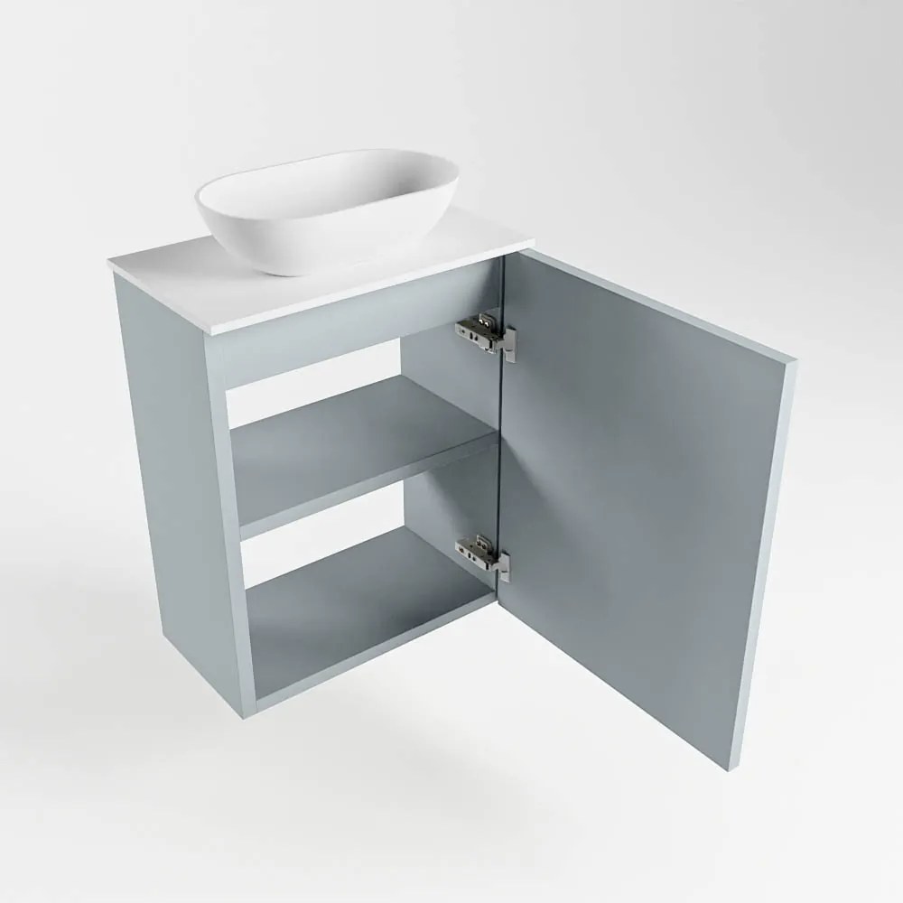 Mondiaz Fowy toiletmeubel 40cm clay met witte waskom midden zonder kraangat