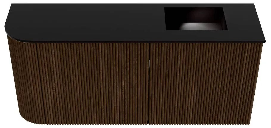 Mondiaz Joya 90cm toiletmeubel ronding links walnut met wastafel faye rechts 1 kraangat urban