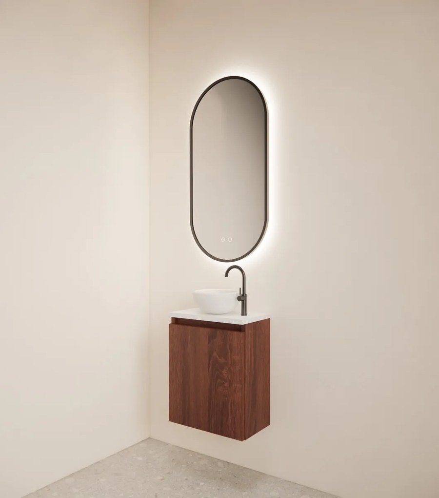 Gliss Design Echo toiletmeubel 40cm choco eiken met toppaneel wit mat