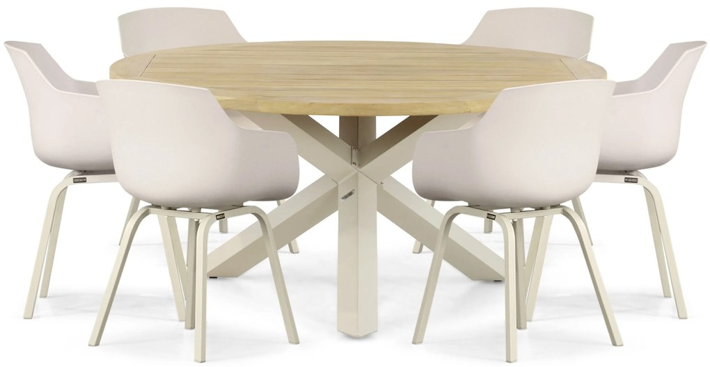Tuinset 6 personen 160 cm Kunststof Taupe Lifestyle Garden Furniture Salina/Rockville