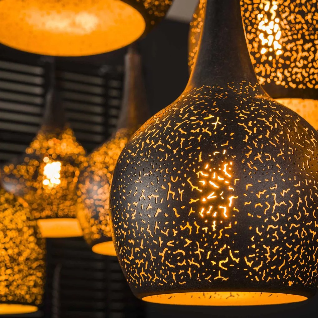 Speelse Hanglamp Zwart Metaal