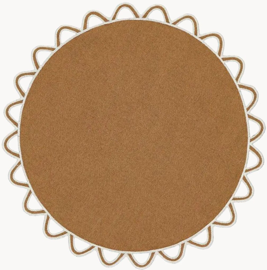 Ronde placemat Halo met randborduurwerk