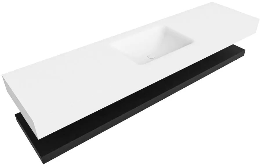 Zaro Alan badmeubel 180cm met planchet urban en vrijhangende wastafel cloud midden 1 kraangat talc