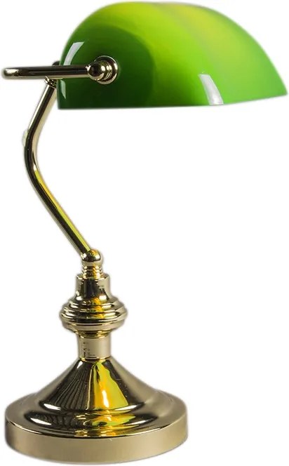 Klassieke tafellamp/notarislamp messing met groen glas - Banker