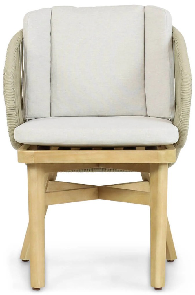 Tuinset Ronde Tuintafel 4 personen 140 cm Teakhout/rope Naturel teak Coco Almeria/Fungo