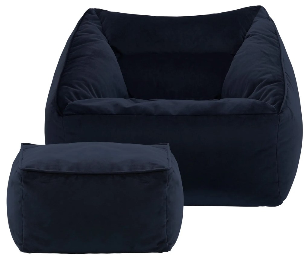 Natalia Velvet Armchair Bean Bag + Footstool