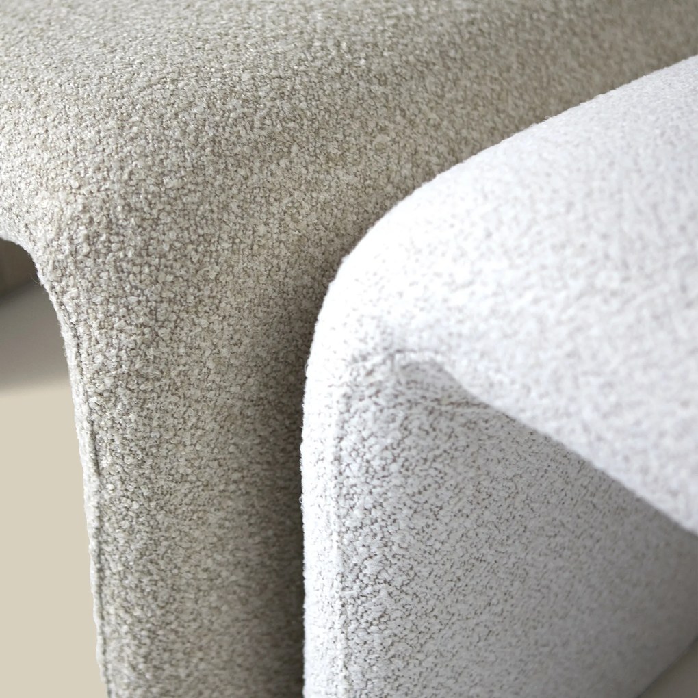 Gebogen Fauteuil Creme Stof