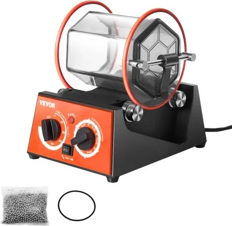 VEVOR Polijsttrommel Sieraden Polijstmachine 3 kg, Roterende Trommel Oppervlakte Polijstmachine 60 W, Sieraden Polijst Roterende Trommel Verstelbare Tijd & Snelheid Polijstmachine Kogelmolen, voor Goud, Zilver etc.