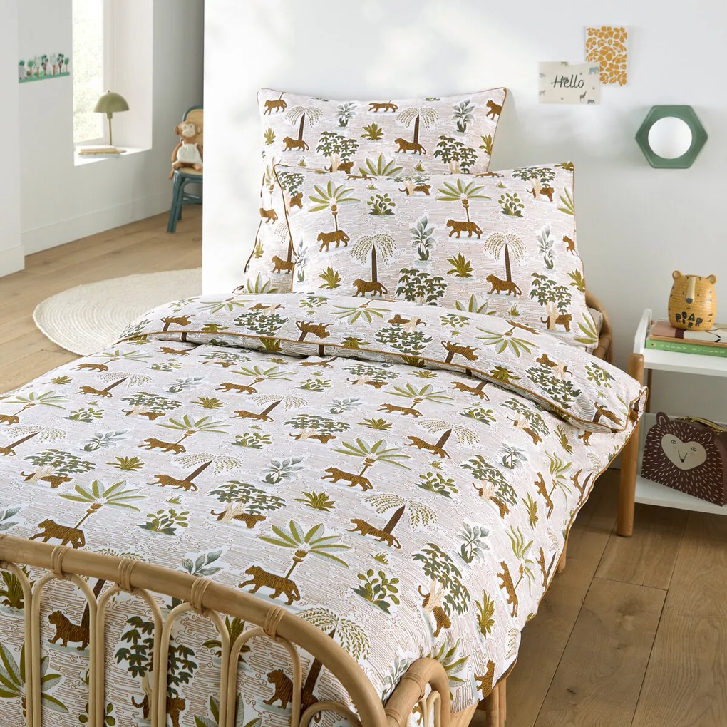 Kussensloop voor kinderen, gewassen katoen, jungleprint, WILA