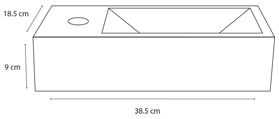 Differnz Ravo fontein links 38.5x18.5x9cm wit