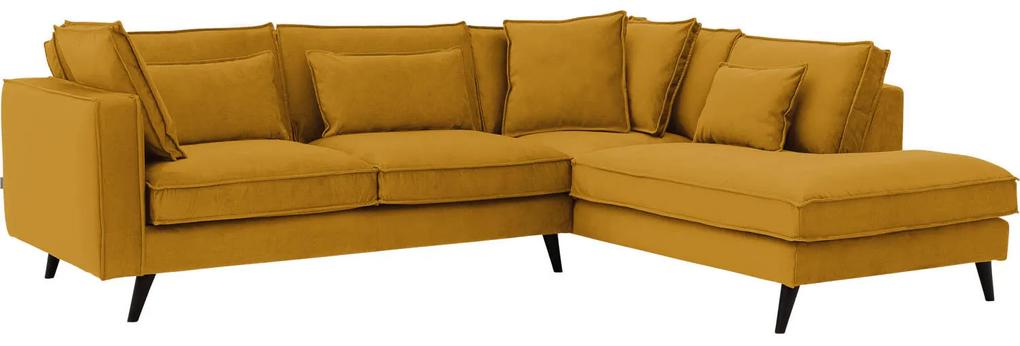 Goossens Bank Suite geel, stof, 2,5-zits, elegant chic met ligelement rechts