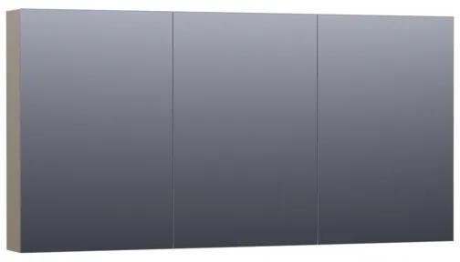 Saniclass Dual spiegelkast 140x70x15cm verlichting geintegreerd rechthoek 3 draaideuren Hoogglans Taupe MDF 7155