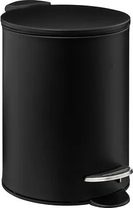 5Five kleine vuilnisbak'Colorama'Metaal 3L - Pedaalemmer mat Zwart - Afvalbak met softclose - dia.17 x h25cm