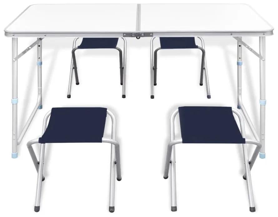 vidaXL Campingtafel inklapbaar en verstelbaar aluminium 120 x 60 cm 4 stoelen