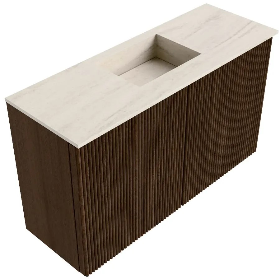Mondiaz Joya DLux 70cm toiletmeubel walnut met wastafel faye midden 1 kraangat meli