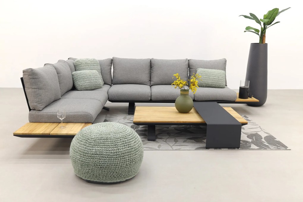 Suns Stockholm loungeset - Antraciet/teak - Light anthracite
