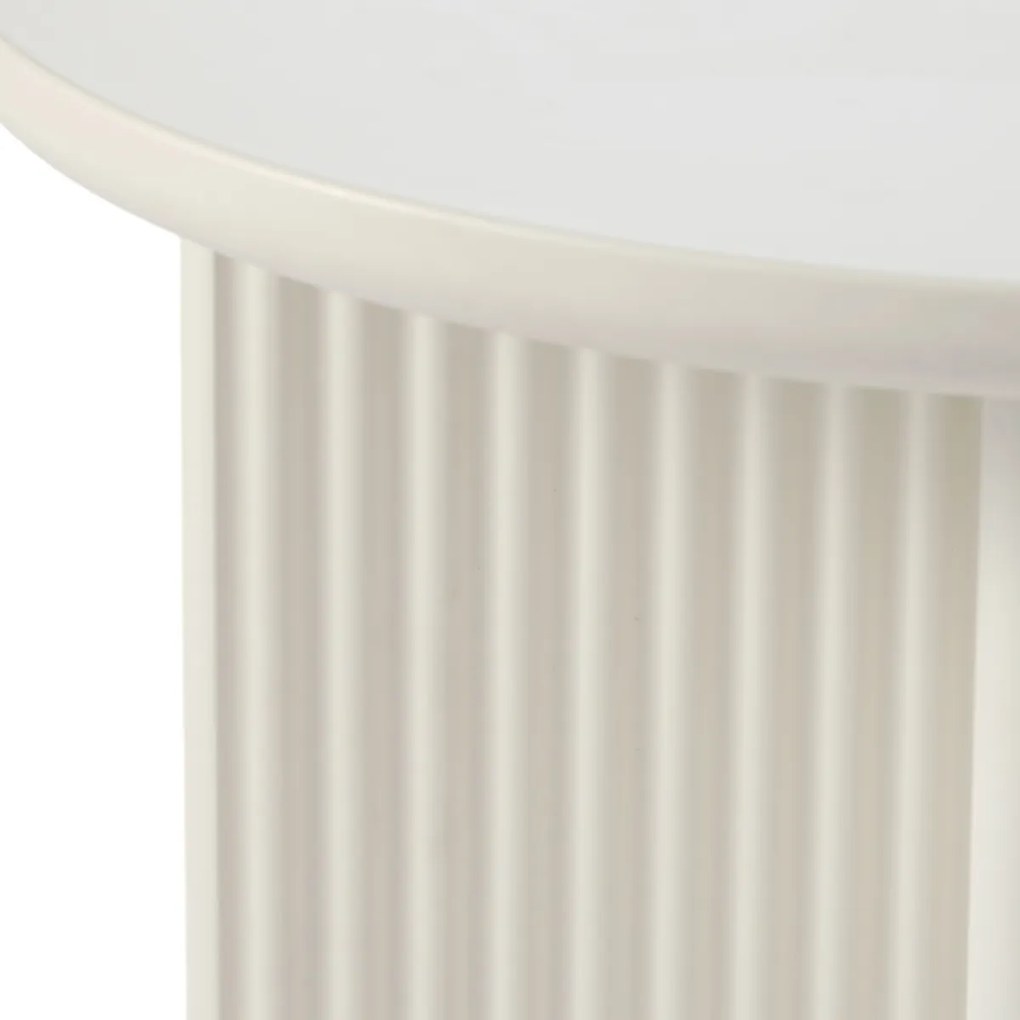 Greige Tafeltje Rond Met Ribbels - 50 X 50cm.