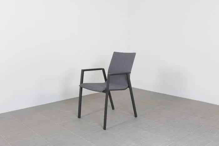 Lima/Kings 4-persoons stapelbare dining tuinset 180x100 cm. - Antraciet