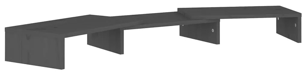 vidaXL Monitorstandaard 80x24x10,5 cm massief grenenhout grijs