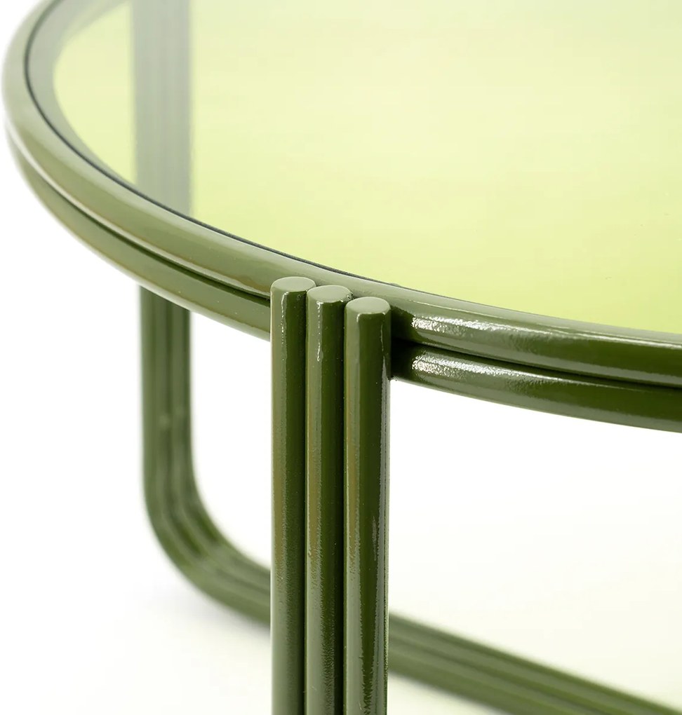 Retro Salontafel Glas Groen - 63 X 63cm.