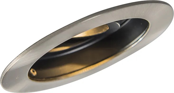 Smart moderne inbouwspot staal met zwart incl. Wifi GU10 - Rondoo