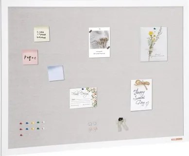 VEVOR 48"x36" Wit Kurkbord met Linnen Oppervlak - Stijlvol Wandgemonteerd Prikbord voor Thuis, School, Kantoor - Elegant en Functioneel Prikbord