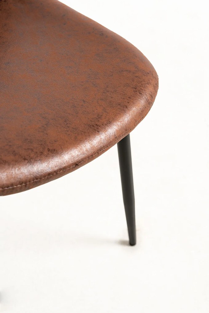 Set 4 Black Teok Kunstlederen Stoelen