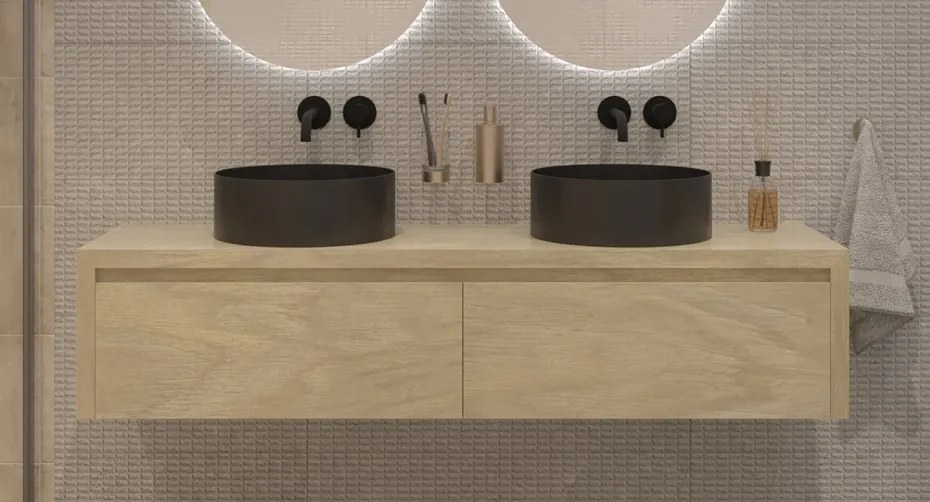 Gliss Design Ares badmeubel 160cm 2 lades corn silk zonder waskom