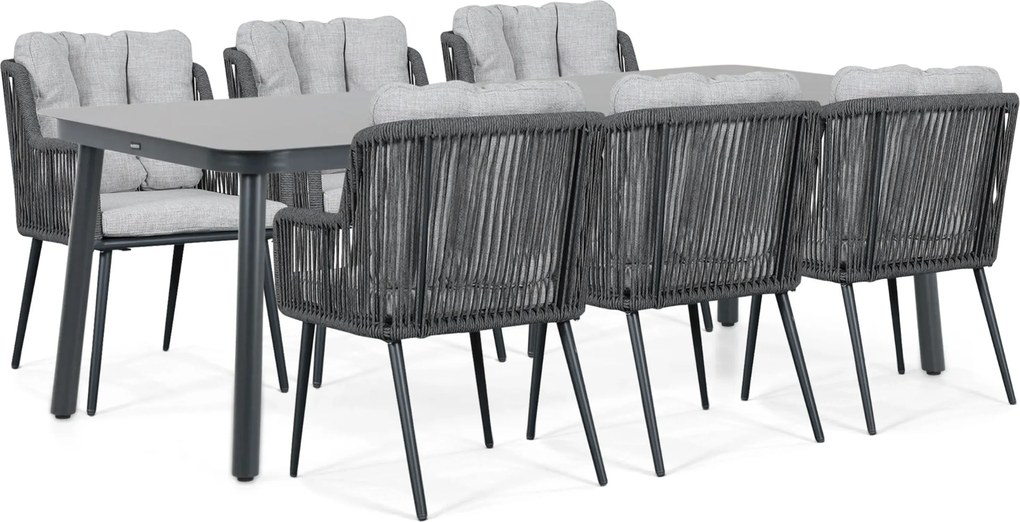 Tuinset 6 personen 220 cm Rope Grijs Lifestyle Garden Furniture Tivoli/Tavano