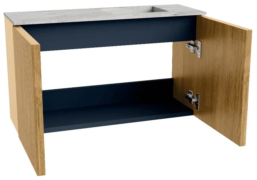 Mondiaz Joya DLux 70cm toiletmeubel oak met wastafel faye rechts 1 kraangat glace
