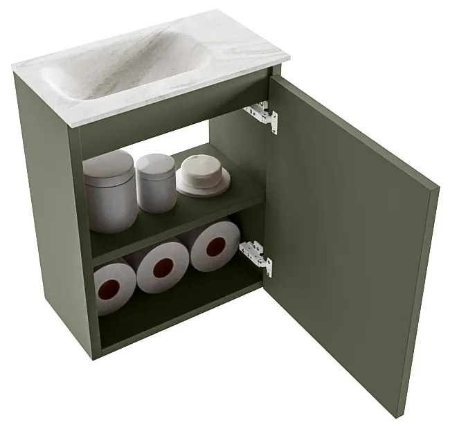 Mondiaz Ture DLux toiletmeubel 40cm army met wastafel ostra links met kraangat