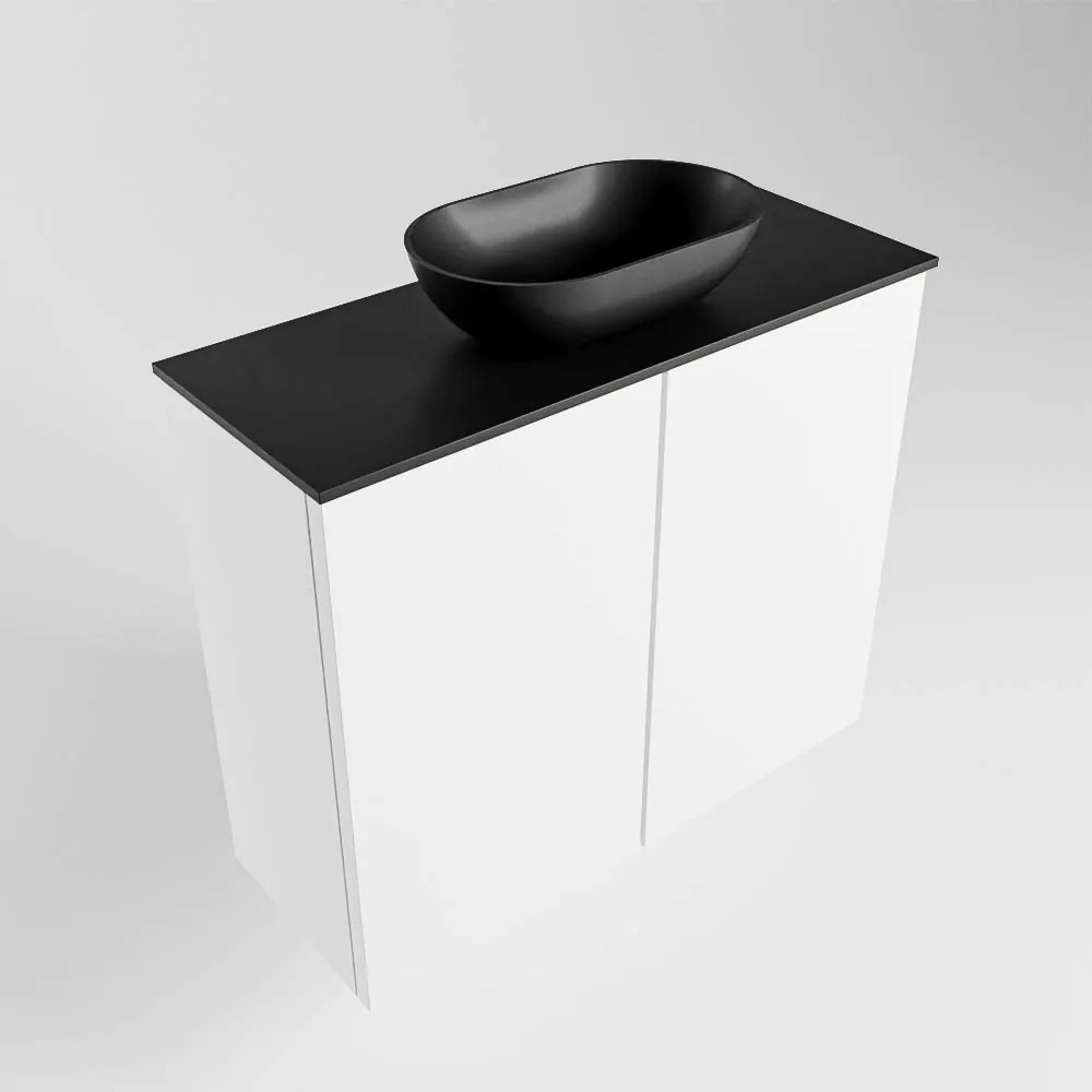 Mondiaz Fowy toiletmeubel 60cm talc met zwarte waskom midden zonder kraangat