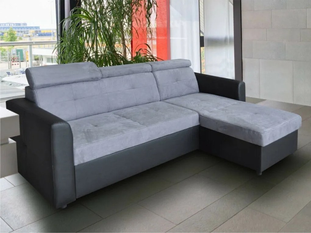 Hoekbank Temple 124, Aanwezig, Zwart, Grijs, Aanwezig, 230x165x94cm, 127 kg, Poten: Kunststof