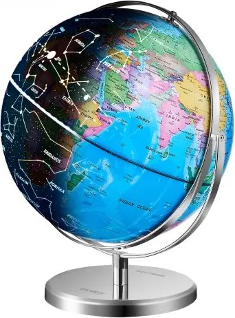 VEVOR verlichte wereldbol 228,6 mm educatieve aardbol met stevige zware metalen voet en LED-constellatie-nachtlampje HD-geprinte kaart roterend voor kinderen in de klas (Taal: Engels)