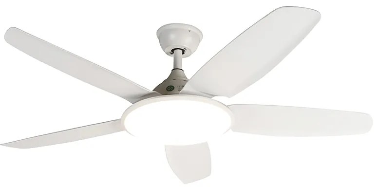 Plafondventilator met lamp wit 130cm incl. LED dimbaar met afstandsbediening - Vifte Modern rond Binnenverlichting Lamp