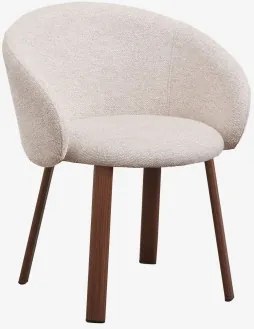 Set Van 2 Gestoffeerde Eetkamerstoelen Nairea Donker Hout & Bouclé Crèmebeige - Sklum
