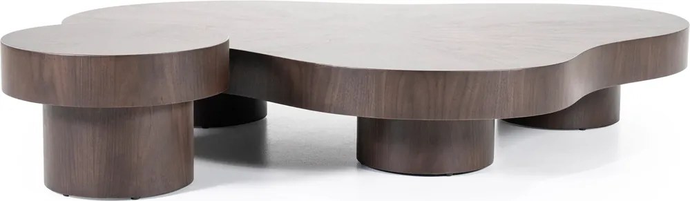 Grote Salontafel Walnoot Organisch - 150 X 110cm.