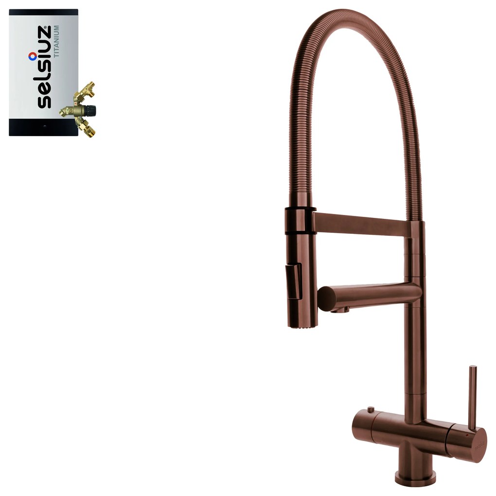 Selsiuz Inox XL kokend water kraan met titanium combi extra boiler copper