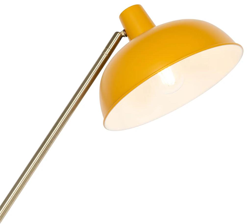Retro vloerlamp geel met brons - Milou Retro E27 Binnenverlichting Lamp
