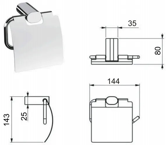 Sapho Flori toiletrolhouder met klep chroom