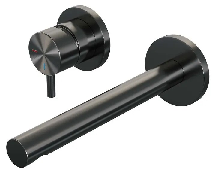 Brauer Gunmetal Edition ColdStart wastafelkraan inbouw rechte uitloop en rozetten model B2 gunmetal geborsteld PVD