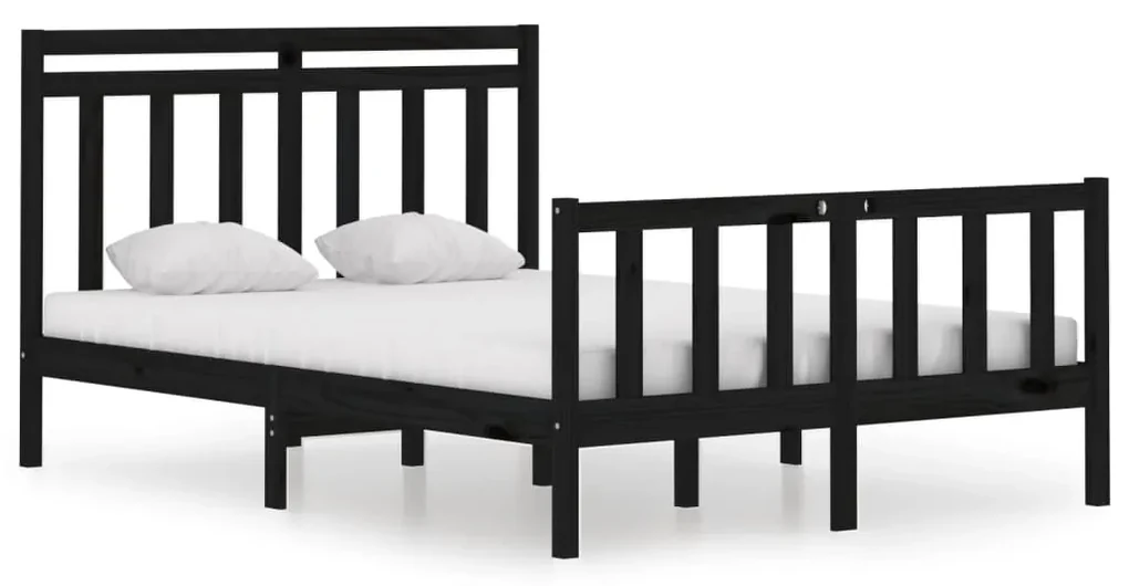 vidaXL Bedframe massief hout zwart 140x190 cm