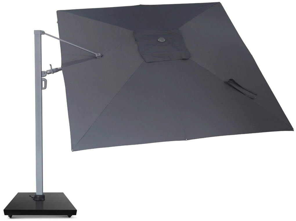 Zweefparasol 3x3.5m S2 Excellent (incl. voet + hoes) Grijs-antraciet Camello Luna