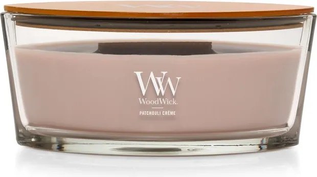 WoodWick geurkaars - Ellipse HearthWick Flame - Patchouli Crème
