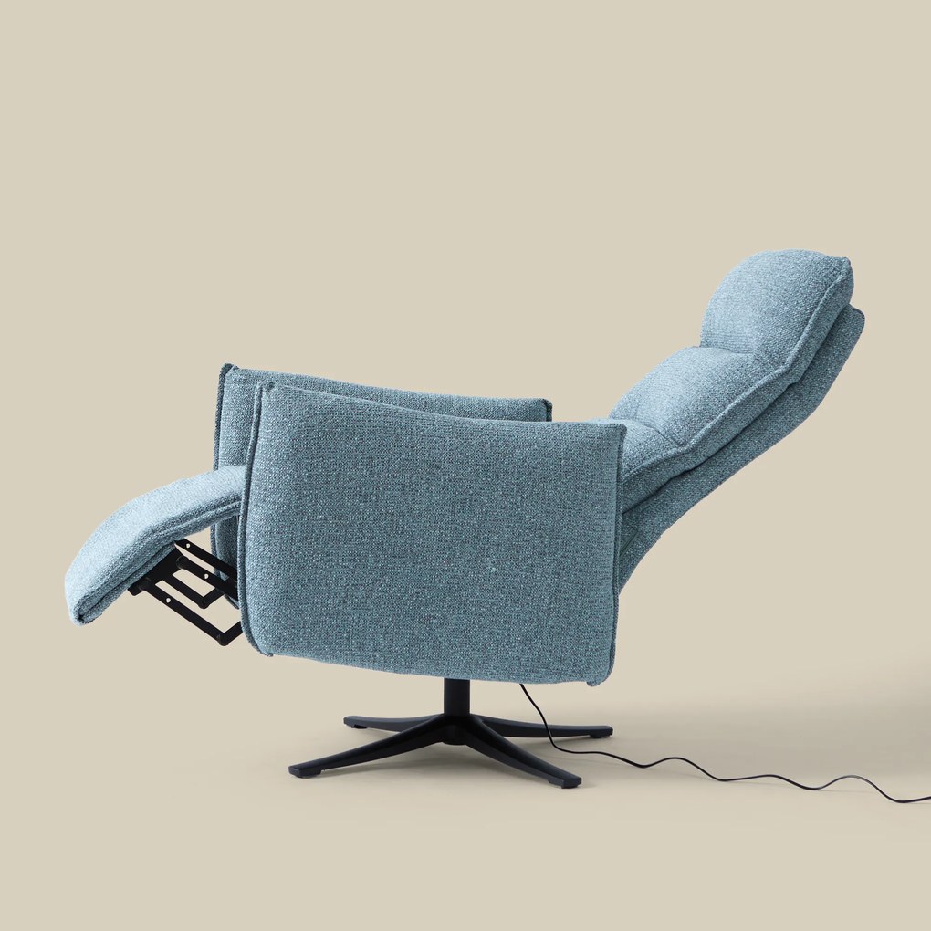 Elektrische Relaxfauteuil Stof Lichtblauw