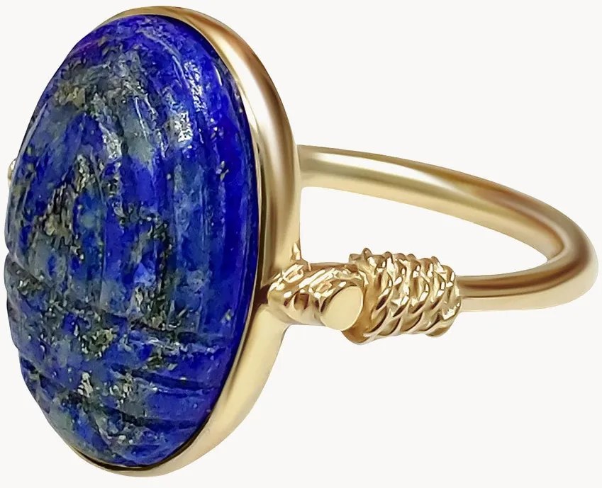 Vergulde ring Neo met lapis lazuli