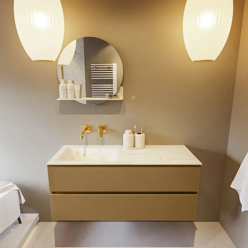 Mondiaz Vica DLux badmeubel 120cm oro 2 lades met wastafel opalo links zonder kraangat