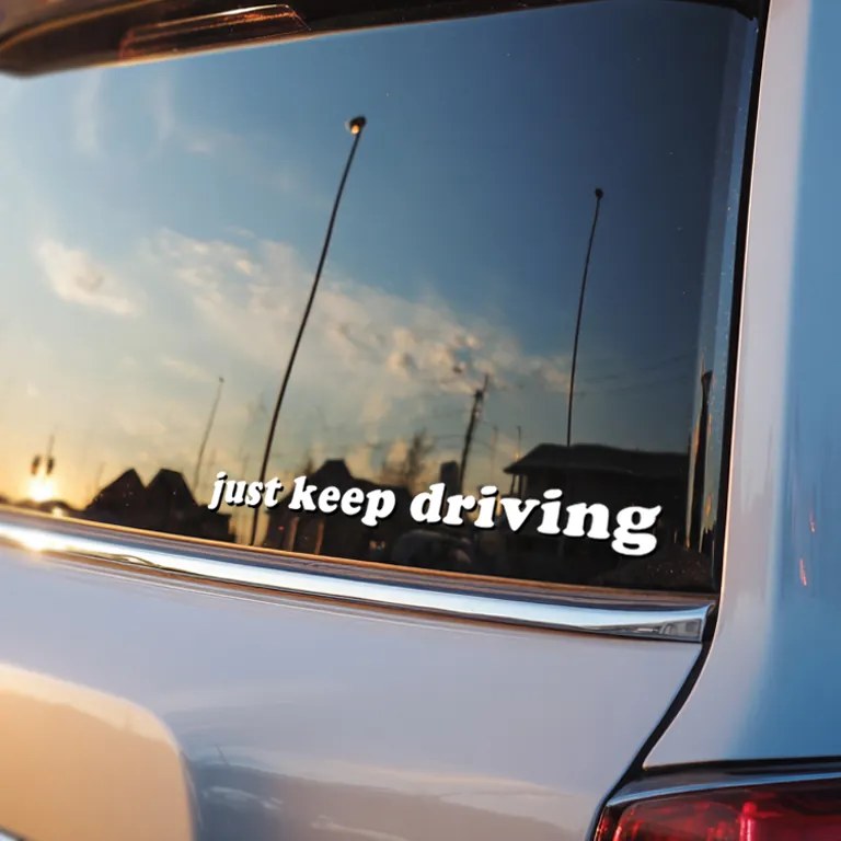 Spiegelsticker S39 – Just keep driving