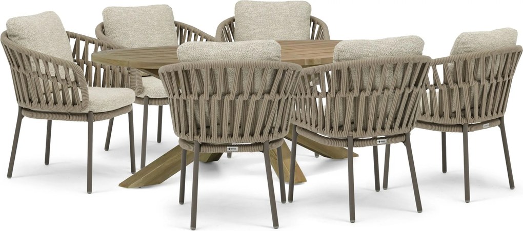Tuinset 6 personen 240 cm Rope Zand/Beige Coco Viento/Boston